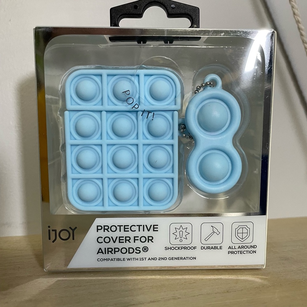 iJoy Pop It AirPod Case with keychain pop it -‎ Blue